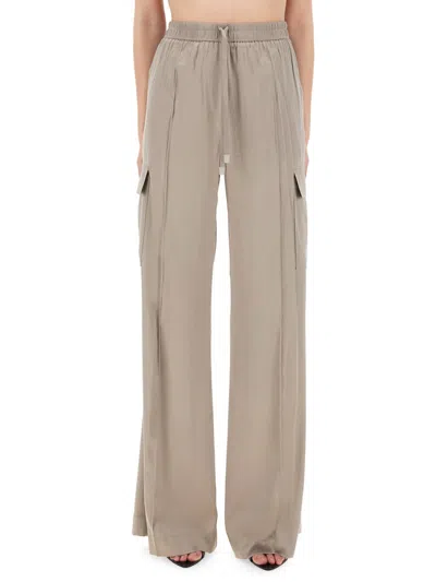 Tom Ford Cargo Pocket Drawstring Elastic Waistband Wide Leg Trousers In Gray