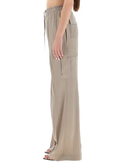Tom Ford Cargo Pocket Drawstring Elastic Waistband Wide Leg Trousers In Gray