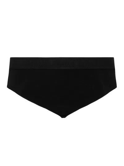 Tom Ford Logo Waistband Thong Briefs In Black