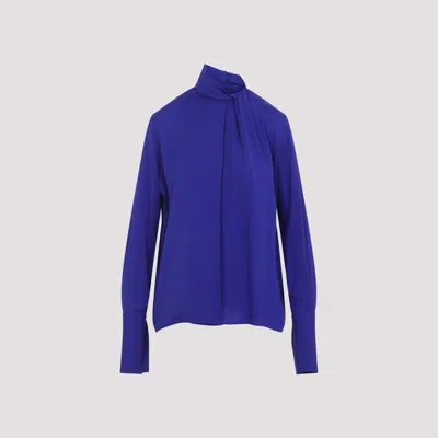 Tom Ford Blue Draped-collar Shirt In Blue