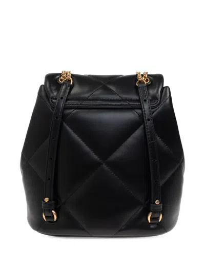 Tory Burch Kira Diamond Small Leather Backpack In Black
