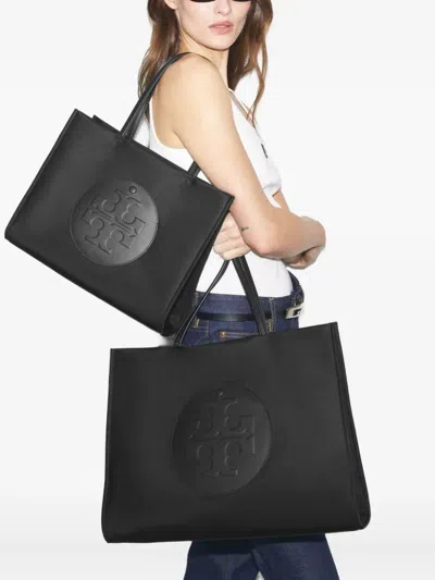 Tory Burch Ella Tote Bag With Logo Embossing In Black