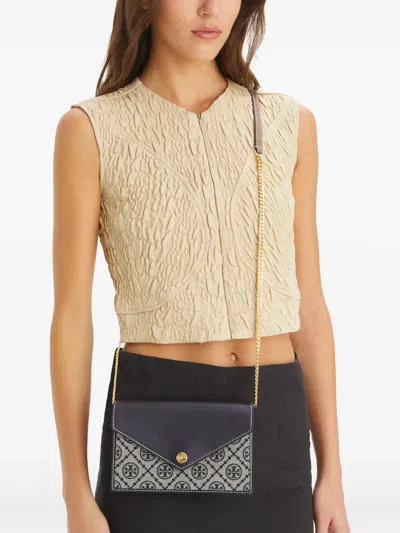 Tory Burch T Monogram Envelope Chain Wallet In Tory Navy