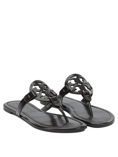 Tory Burch Brown Ovine Leather Sandals In Black