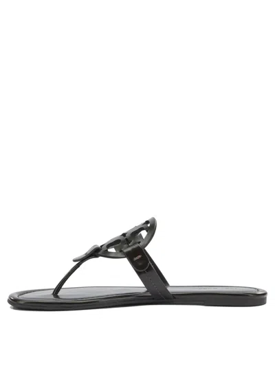Tory Burch Brown Ovine Leather Sandals In Black