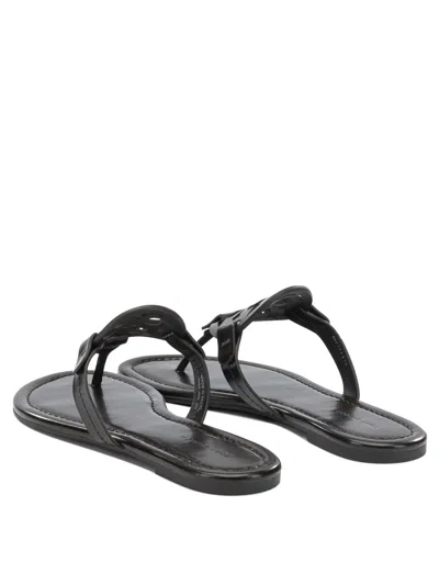 Tory Burch Brown Ovine Leather Sandals In Black