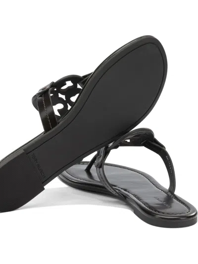 Tory Burch Brown Ovine Leather Sandals In Black