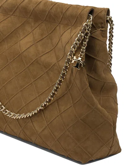Tory Burch Brown Suede Shoulder Bag In Brown