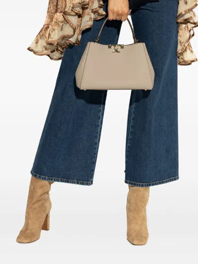 Tory Burch Eleanor Medium Leather Satchel Bag In Neutral