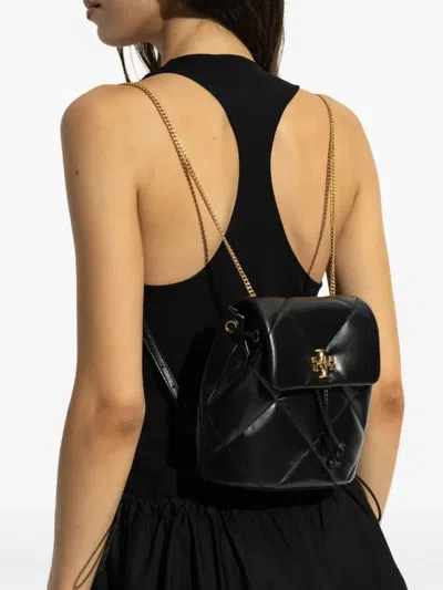 Tory Burch Kira Diamond Small Leather Backpack In Black