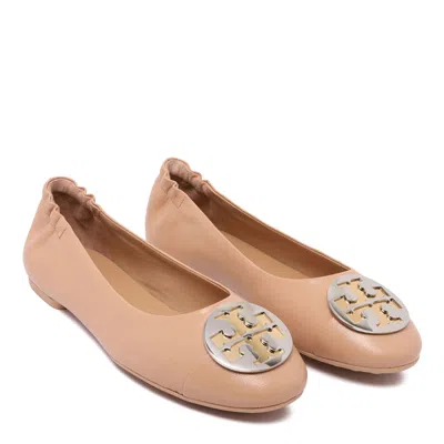 Tory Burch Light Sand Gold Silver Flats In Neutral