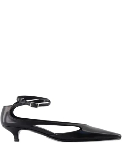 Totême Toteme 35mm Pointed Ankle-strap Pumps In Black