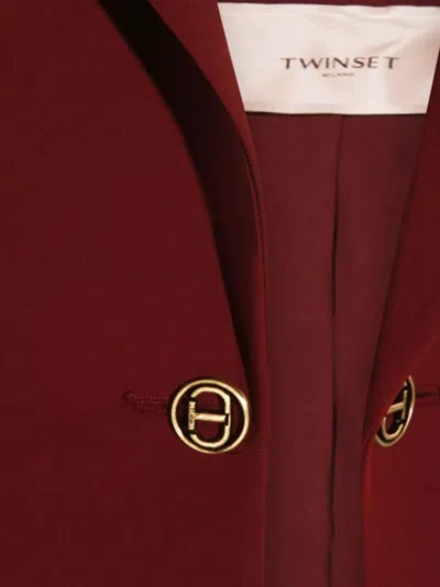 Twinset Twin-set Blazer With Peak Lapels And Button Closure In Pink