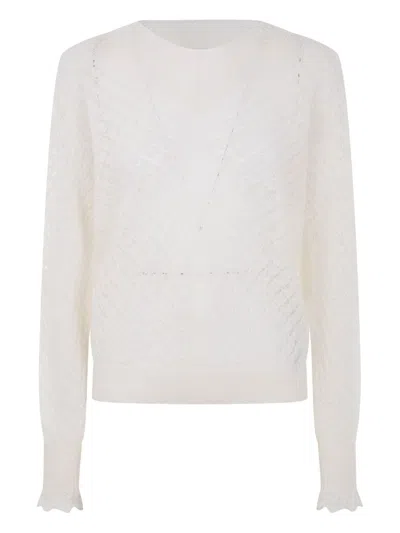 Twinset Twin-set White Cashmere Blend Sweaters In Neutral