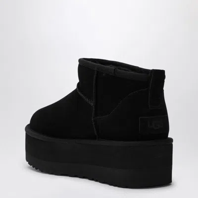 Ugg Classic Mini Platform Black Ankle Boots With Platform In Suede Woman In Black