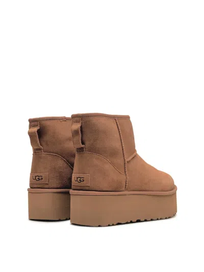 Ugg 50mm Classic Mini Platform Logo-patch Boots In Brown
