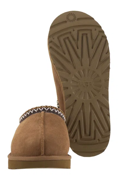 Ugg Tasman Beige Mules With Embossed Logo In Suede Woman In Brown