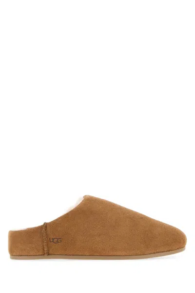 Ugg Chestnut Brown Suede Leather Elea Slip-on Slippers In Brown