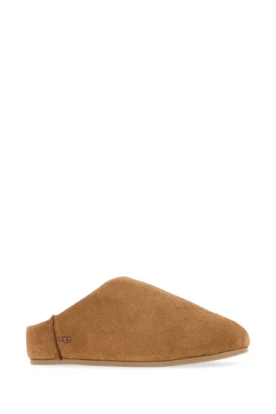 Ugg Chestnut Brown Suede Leather Elea Slip-on Slippers In Brown