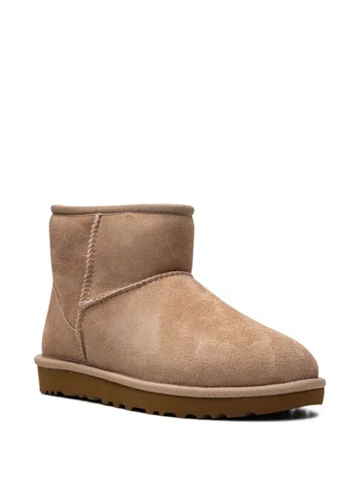 Ugg Classic Mini Ii Suede Boots With Shearling Lining In Brown