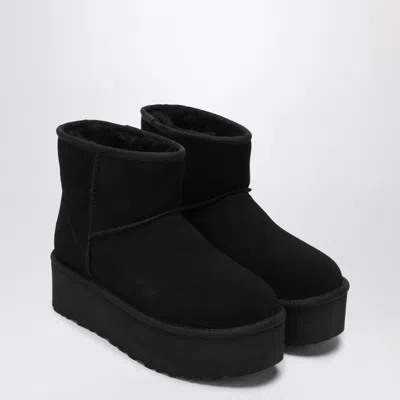 Ugg Classic Mini Platform Black Ankle Boots With Platform In Suede Woman In Black