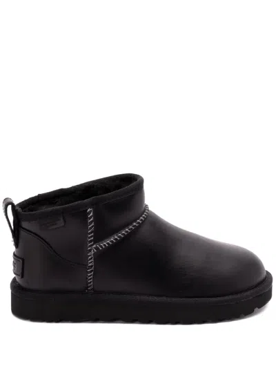 Ugg Classic Ultra Mini Leather Regenerated Boots In Black