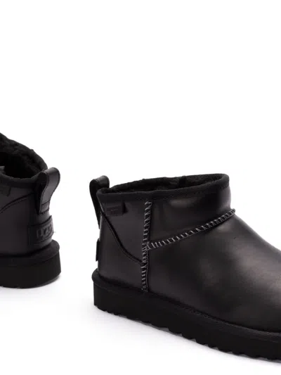 Ugg Classic Ultra Mini Leather Regenerated Boots In Black