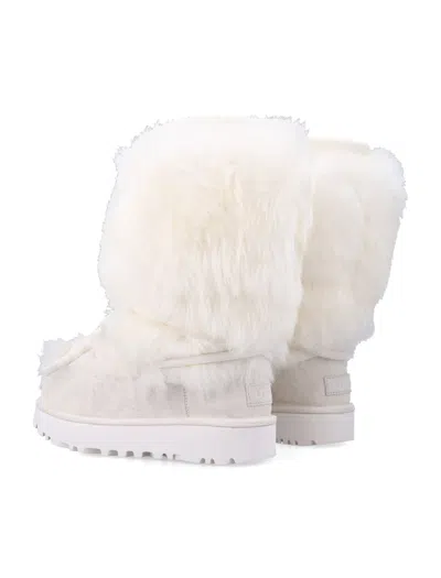 Ugg Fur Trim Lace-up Boots In White