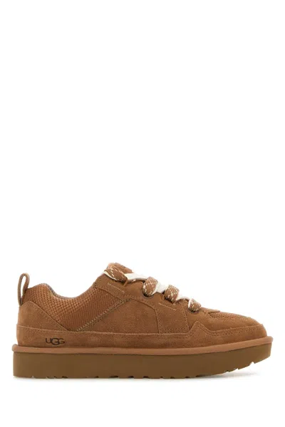 Ugg Suede And Mesh Sneakers With Trekking Laces In Brown