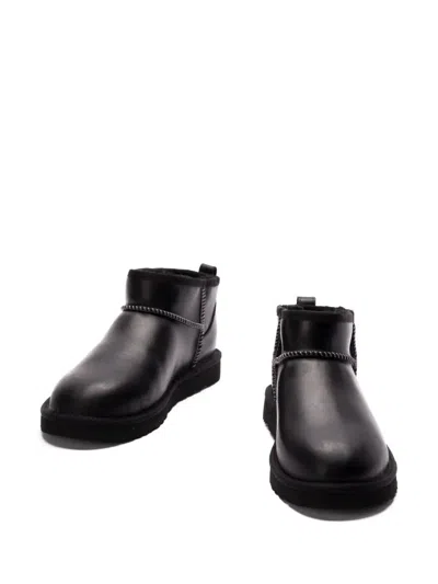 Ugg Man "classic Ultra Mini Leather Regen" In Black