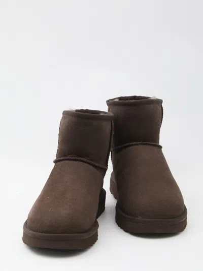 Ugg Classic Mini Ii Suede Boots With Shearling Lining In Animal Print