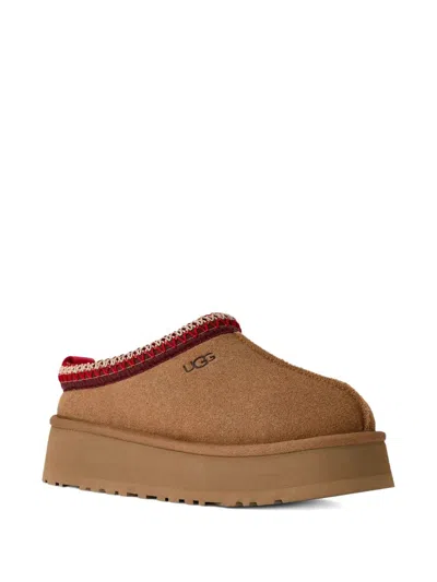 Ugg Tasman Beige Plaited Hem Mules In Suede Woman In Brown
