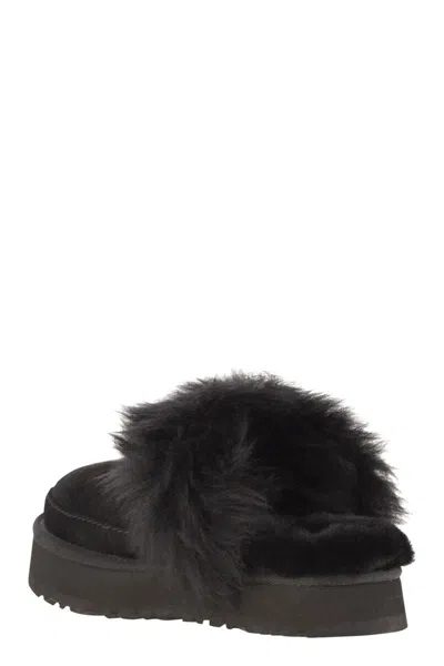 Ugg Disquette Chalet Suede And Sheepskin Slippers In Black
