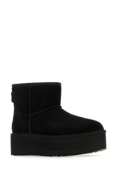 Ugg Classic Mini Platform Black Ankle Boots With Platform In Suede Woman