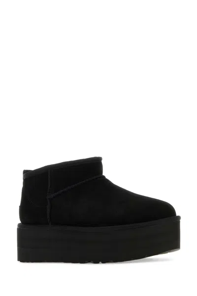Ugg Classic Ultra Mini Flatform Suede Boots In Black