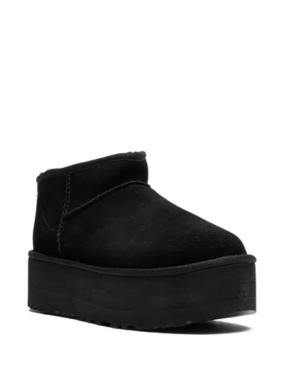 Ugg Classic Ultra Mini Flatform Suede Boots In Black