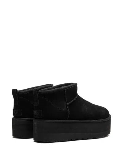 Ugg Classic Ultra Mini Flatform Suede Boots In Black