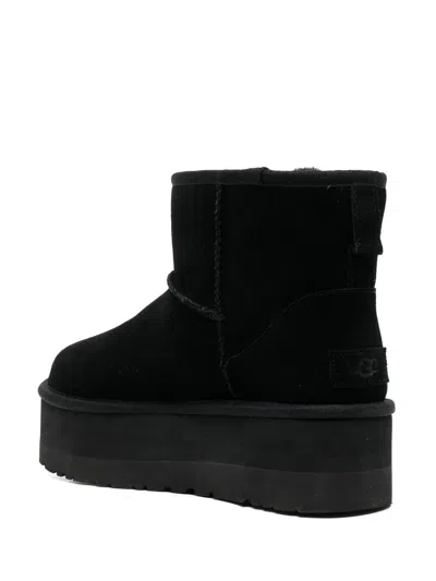 Ugg Classic Mini Platform Black Ankle Boots With Platform In Suede Woman In Black