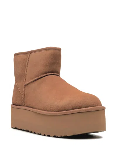 Ugg 50mm Classic Mini Platform Logo-patch Boots In Brown