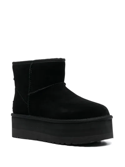 Ugg Classic Mini Platform Black Ankle Boots With Platform In Suede Woman In Black
