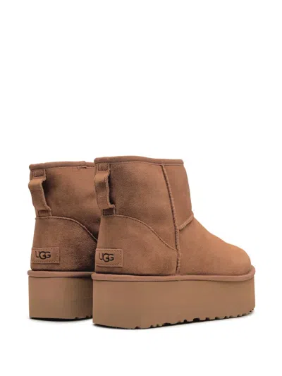 Ugg 50mm Classic Mini Platform Logo-patch Boots In Brown