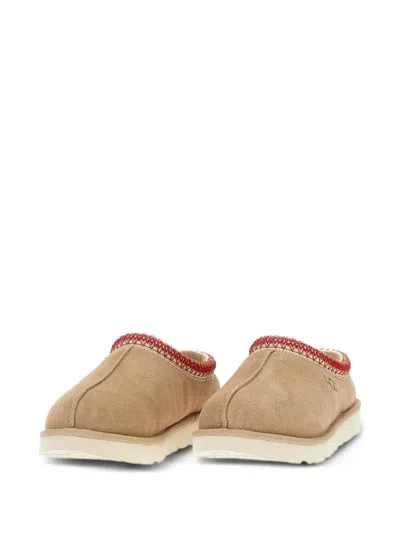 Ugg Tasman Ii Beige Mules With Round Toe And Embroidered Detail In Leather Woman In Nude