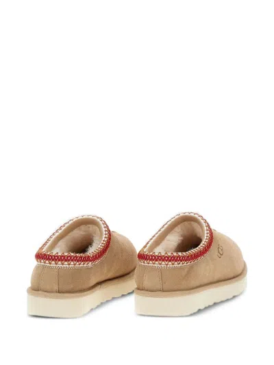 Ugg Tasman Ii Beige Mules With Round Toe And Embroidered Detail In Leather Woman In Nude