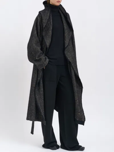 Uma Wang Silk And Angora Cardigan Coat In Blue