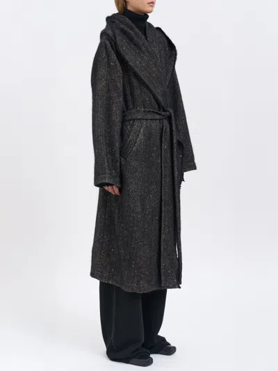 Uma Wang Silk And Angora Cardigan Coat In Blue