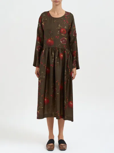 Uma Wang Crewneck Long Sleeves Fruit Print Dress In Multi