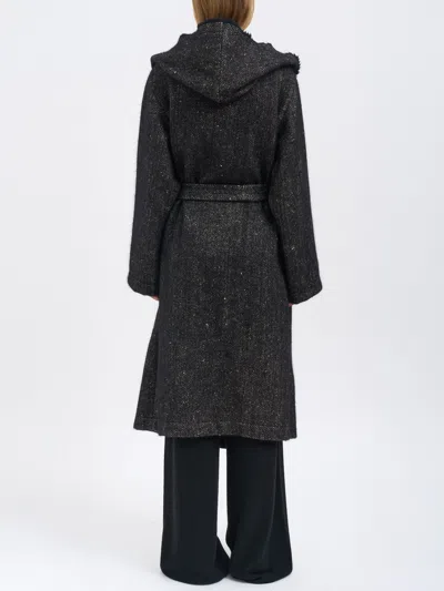 Uma Wang Silk And Angora Cardigan Coat In Blue