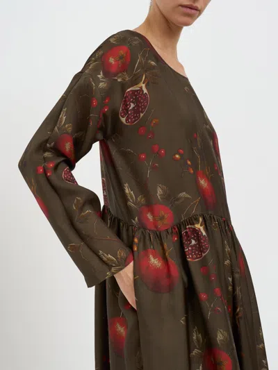 Uma Wang Crewneck Long Sleeves Fruit Print Dress In Multi