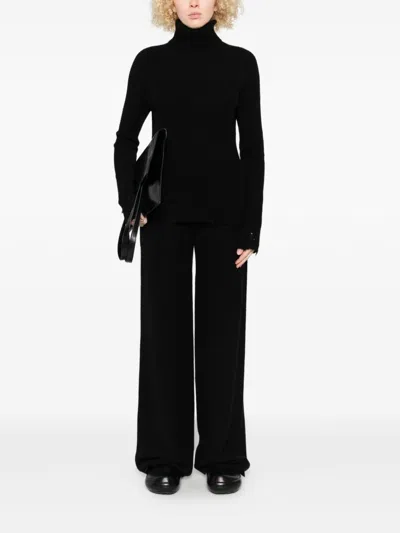 Uma Wang Ribbed Texture Wide Leg Trousers In Black