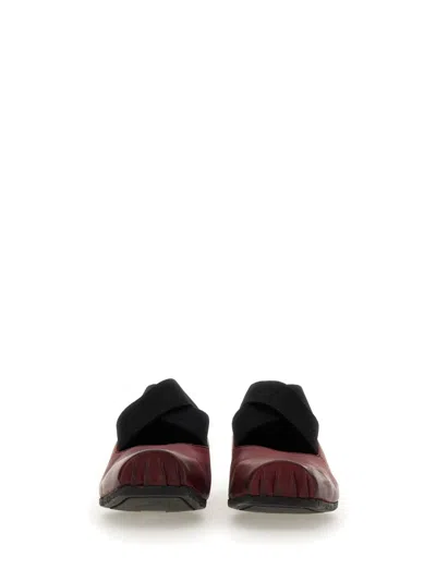 Uma Wang Leather Ballerina In Burgundy